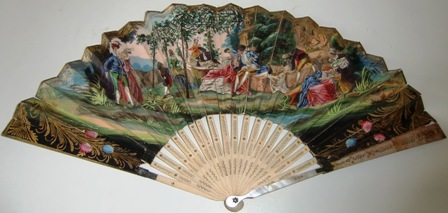 M529M Ca 1840-50 Hand Colored Lithograph French fan eventail